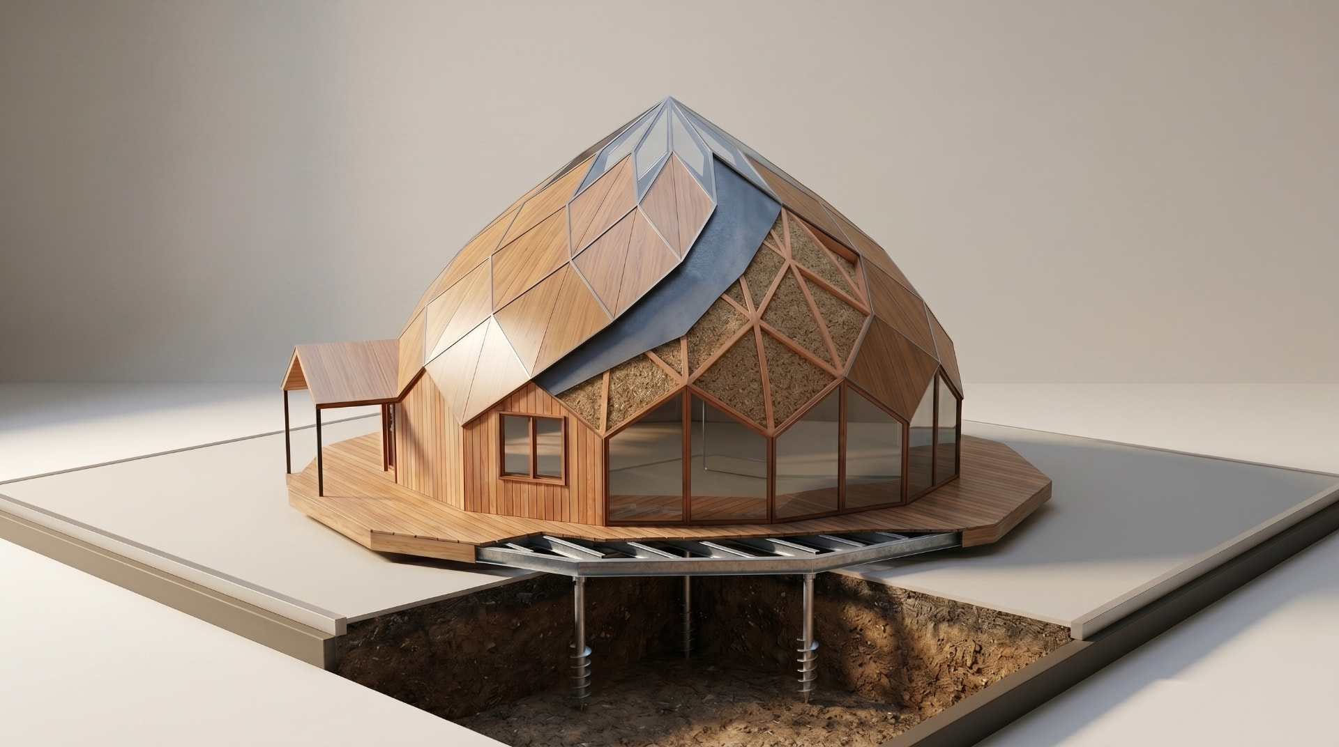 Handcrafted wooden Livity Temple Zome